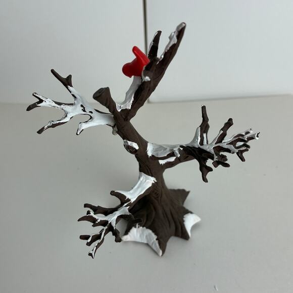 Dept. 56 Christmas Tree Village Pole 2 Winter Oak Tree Bare Branches Cardinals - Picture 6 of 7